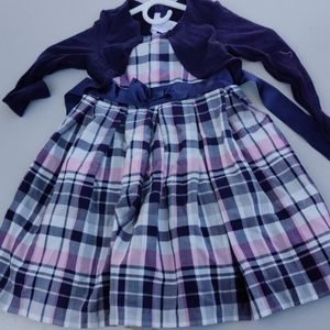 Toddler blue, pink, white dress long sleeve